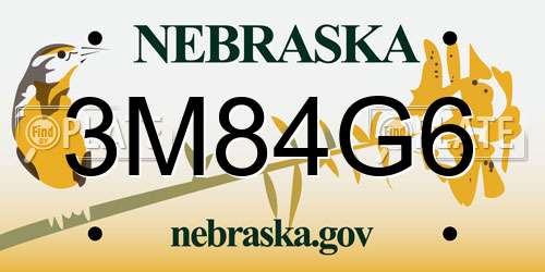3M84G6 Nebraska License Plate
