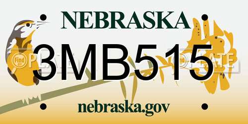 3MB515 Nebraska License Plate