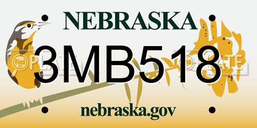 3MB518 Nebraska License Plate