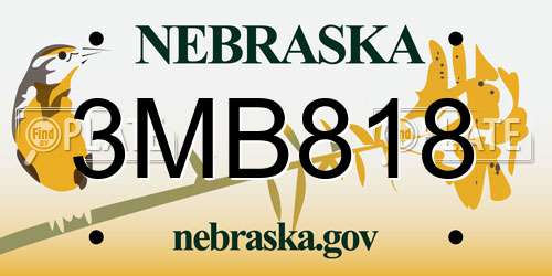 3MB818 Nebraska License Plate