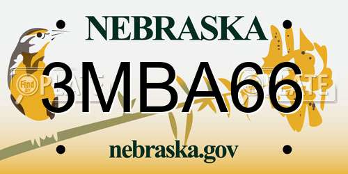 3MBA66 Nebraska License Plate
