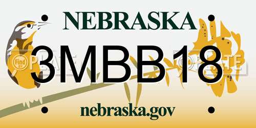3MBB18 Nebraska License Plate