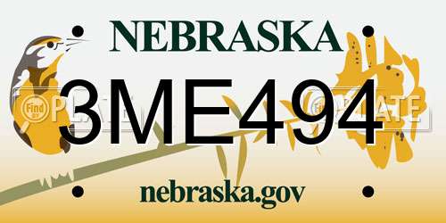 3ME494 Nebraska License Plate