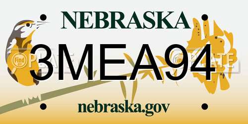 3MEA94 Nebraska License Plate