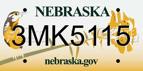 3MK5115 Nebraska License Plate