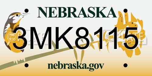 3MK8115 Nebraska License Plate