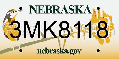 3MK8118 Nebraska License Plate
