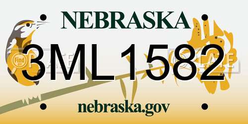 3ML1582 Nebraska License Plate
