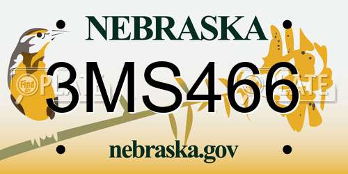 3MS466 Nebraska License Plate