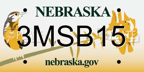 3MSB15 Nebraska License Plate