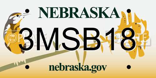 3MSB18 Nebraska License Plate