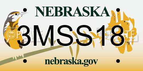 3MSS18 Nebraska License Plate
