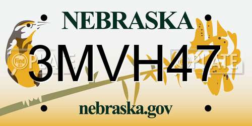 3MVH47 Nebraska License Plate