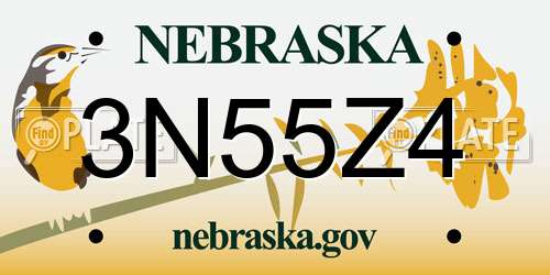 3N55Z4 Nebraska License Plate