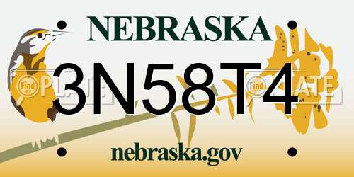 3N58T4 Nebraska License Plate
