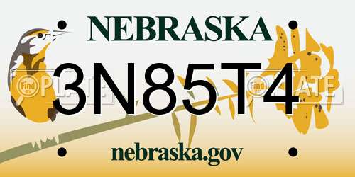 3N85T4 Nebraska License Plate