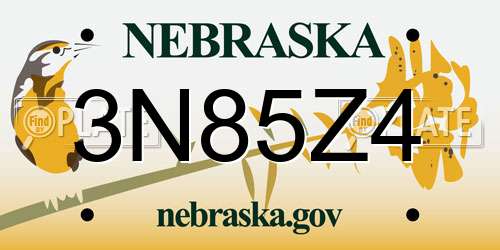 3N85Z4 Nebraska License Plate