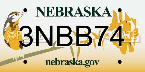3NBB74 Nebraska License Plate