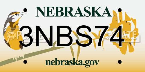 3NBS74 Nebraska License Plate