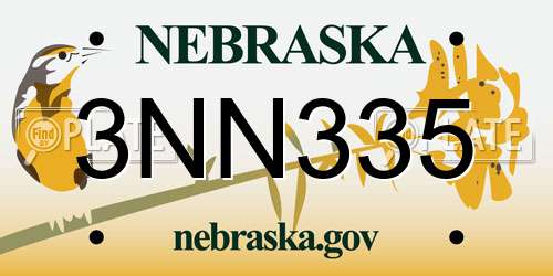 3NN335 Nebraska License Plate