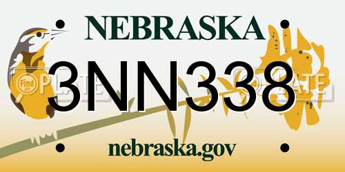 3NN338 Nebraska License Plate
