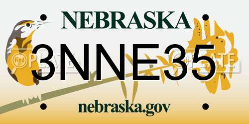 3NNE35 Nebraska License Plate