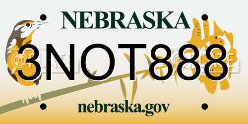 3NOT888 Nebraska License Plate