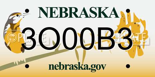3O00B3 Nebraska License Plate