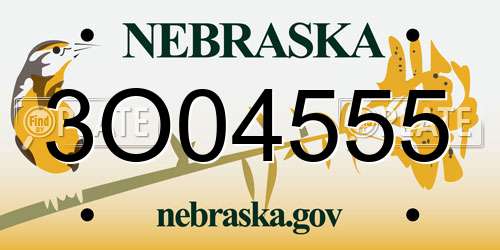 3O04555 Nebraska License Plate