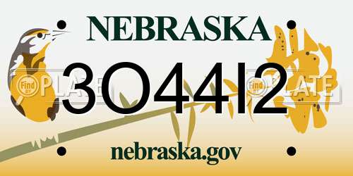 3O44I2 Nebraska License Plate