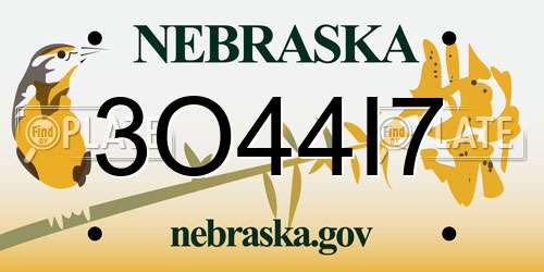 3O44I7 Nebraska License Plate