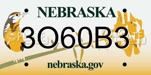 3O60B3 Nebraska License Plate