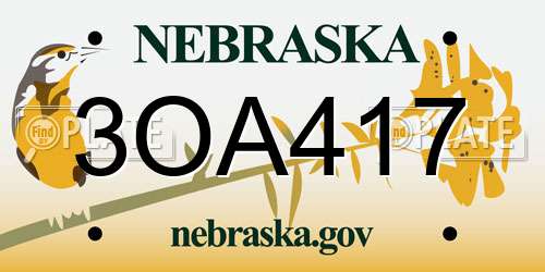 3OA417 Nebraska License Plate