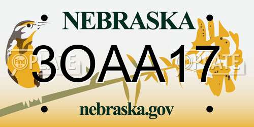 3OAA17 Nebraska License Plate