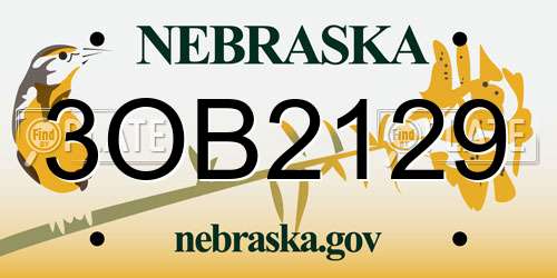 3OB2129 Nebraska License Plate