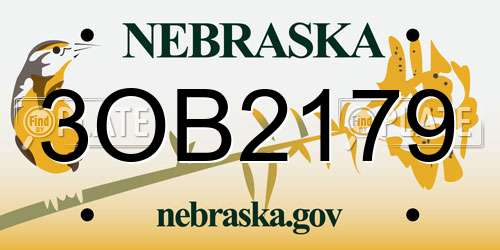 3OB2179 Nebraska License Plate