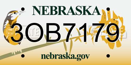 3OB7179 Nebraska License Plate
