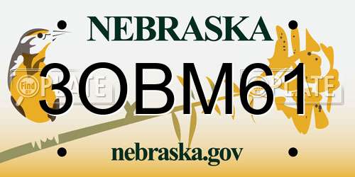 3OBM61 Nebraska License Plate
