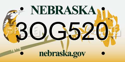 3OG520 Nebraska License Plate