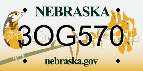 3OG570 Nebraska License Plate