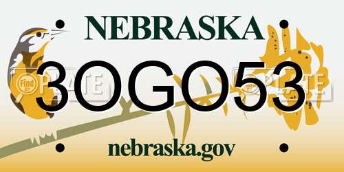 3OGO53 Nebraska License Plate