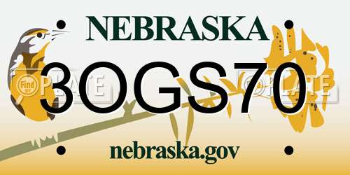 3OGS70 Nebraska License Plate