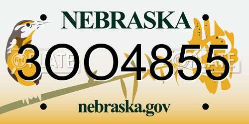 3OO4855 Nebraska License Plate