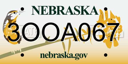 3OOA067 Nebraska License Plate