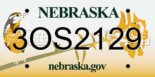 3OS2129 Nebraska License Plate