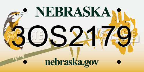 3OS2179 Nebraska License Plate
