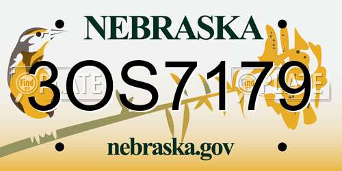 3OS7179 Nebraska License Plate