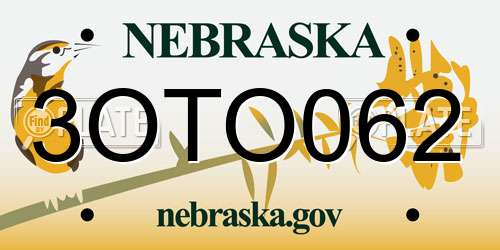 3OTO062 Nebraska License Plate