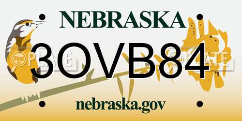 3OVB84 Nebraska License Plate