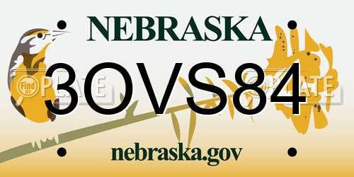 3OVS84 Nebraska License Plate